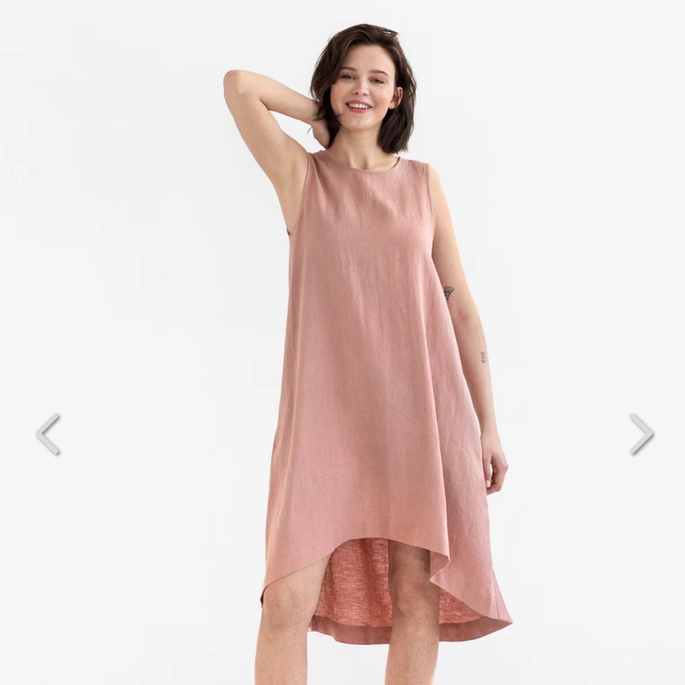 Magic Linen Royal Toscana Dress Ash Rose Hi Lo A Line Swing Size Small